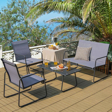 MULTIGOT 4pcs Patio Furniture Table Chair Set Conversation Table Garden Balcony